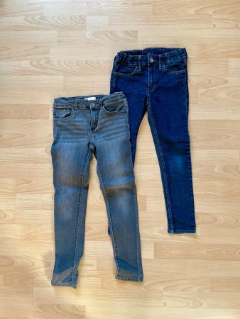 2er Set Jeans für Mädchen, Grösse 140, grau und blau
