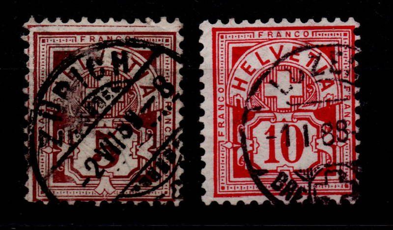 Tutti i francobolli: 1882--89 Ziffermuster 60A 61Ae – Usato da Wallisellen venduto da han_z8cl