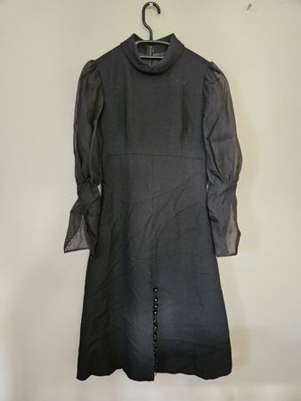 Elegantes Schwarzes Vintage Kleid mit Knöpfen