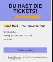 3 Bruno Mars Tickets (auch einzeln kaufen)