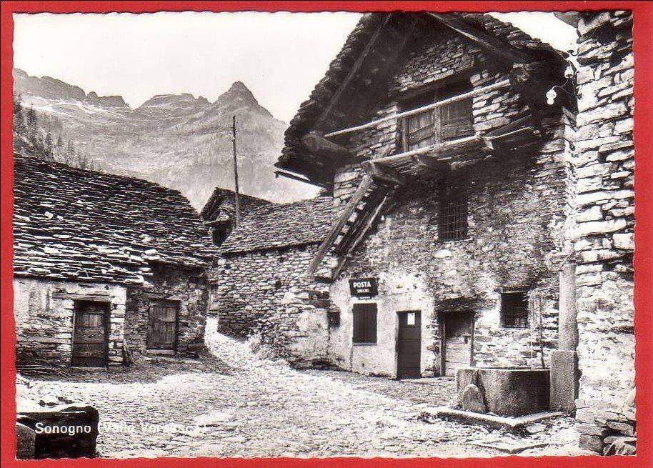 Cartoline postali: SONOGNO POSTA POST, VALLE VERZASCA, GROSSFORMAT – Usato da Grüningen venduto da Kartenlaube