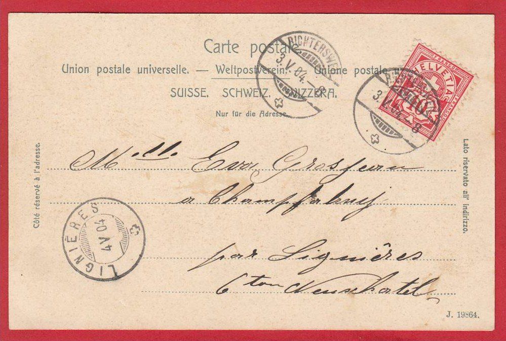 Cartoline postali: RICHTERSWIL 1904 – Usato da Grüningen venduto da Kartenlaube 1