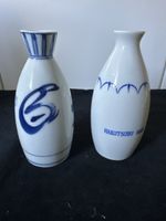 2 Japanische Sake Flaschen Porzellan blau weiss Dekor Handar