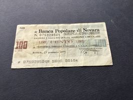NOTGELD Italia 100 Lire B. Popolare Novara 17 gennaio 1977