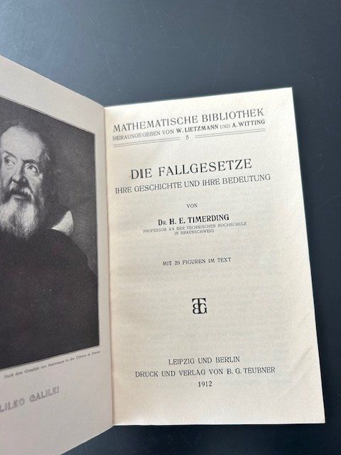 Bücher: DIE FALLGESETZE von H.E.TIMERDING, von 1912 – Gebraucht aus Zumikon von tuna007 1