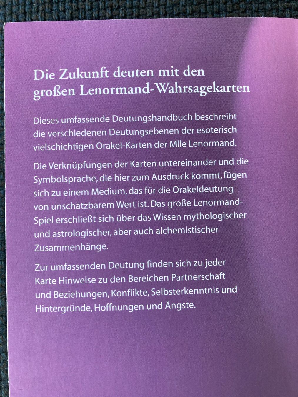 Libri: Lenormand Wahrsagekarten, Handbuch, Tarot – Usato da Baden venduto da Yoyo1 1