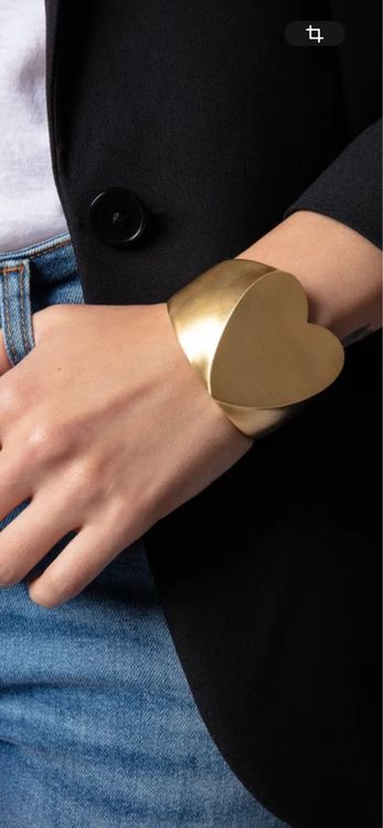 Bracelet Femme Zirconium Cœur Doré - Semi-rigide - Pour Mariage Ou Fiançailles - Neuf Avec étiquettes