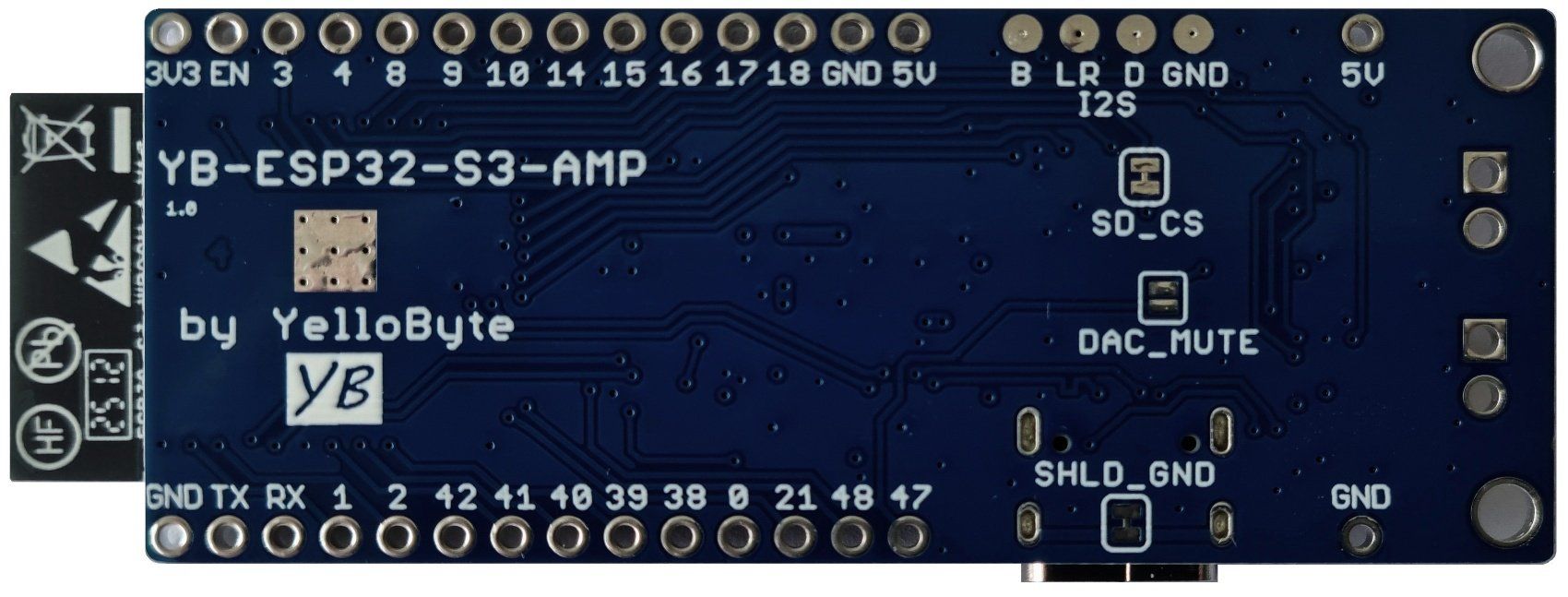Componenti elettronici: YB-ESP32-S3-AMP DevBoard: uSD, 2xMAX98357A Audio Amp, PSRAM – Nuovo e nell'imballaggio originale da Sursee venduto da allduino 1