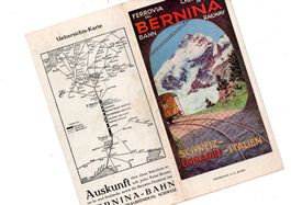 Alter Tourismus Werbe-Prospekt Bernina Bahn, Graubünden