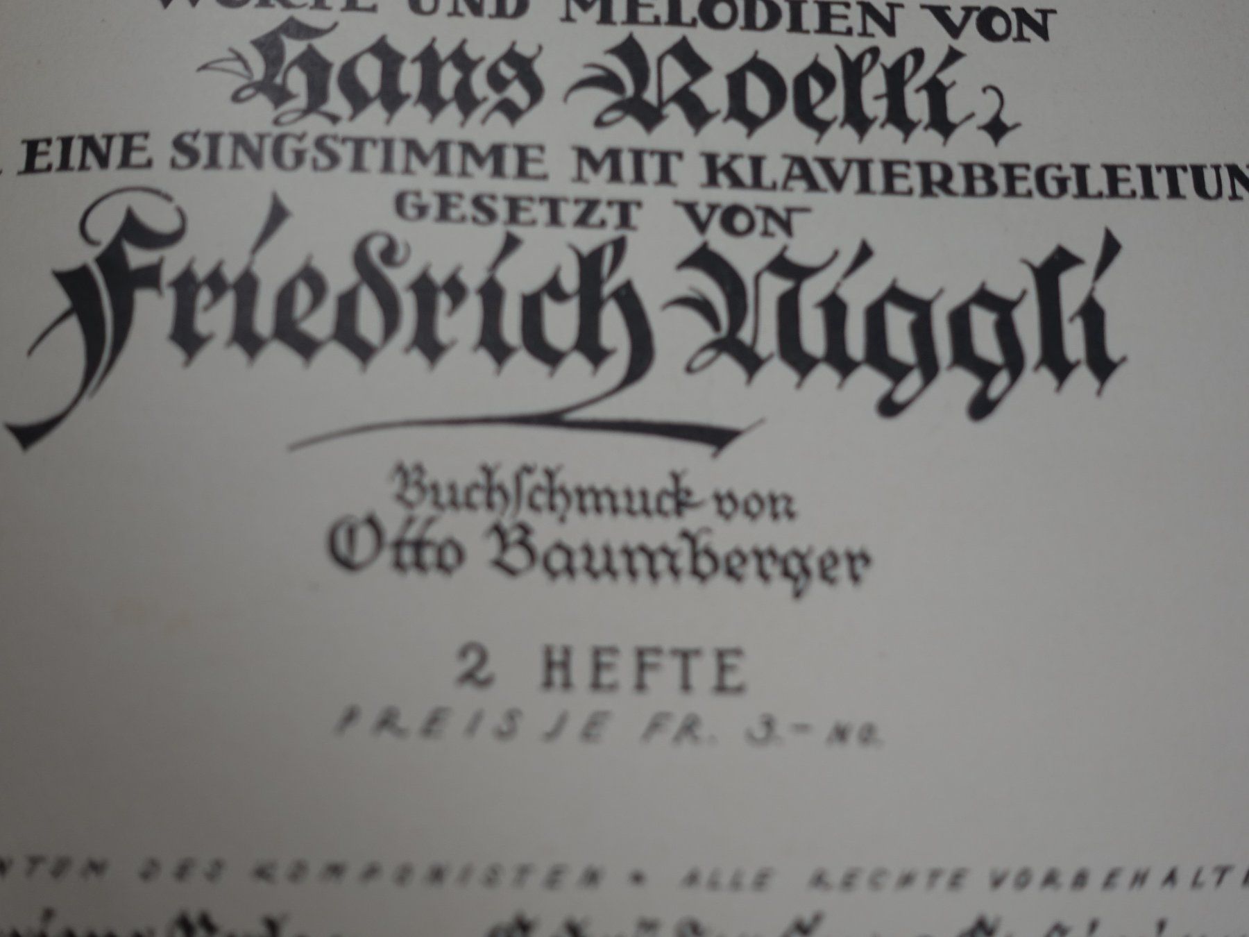 Libri: Otto Baumberger, Hans Roelli. Zwei Werke, ein Notenheft – Usato da Gutenswil venduto da Optico 6