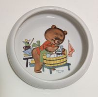 Porzellan Kinderteller Langenthal 1985 farbiges Bären Dekor