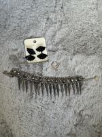 Schwarze Ohrringe & Spike-Choker-Set, mit Armkette