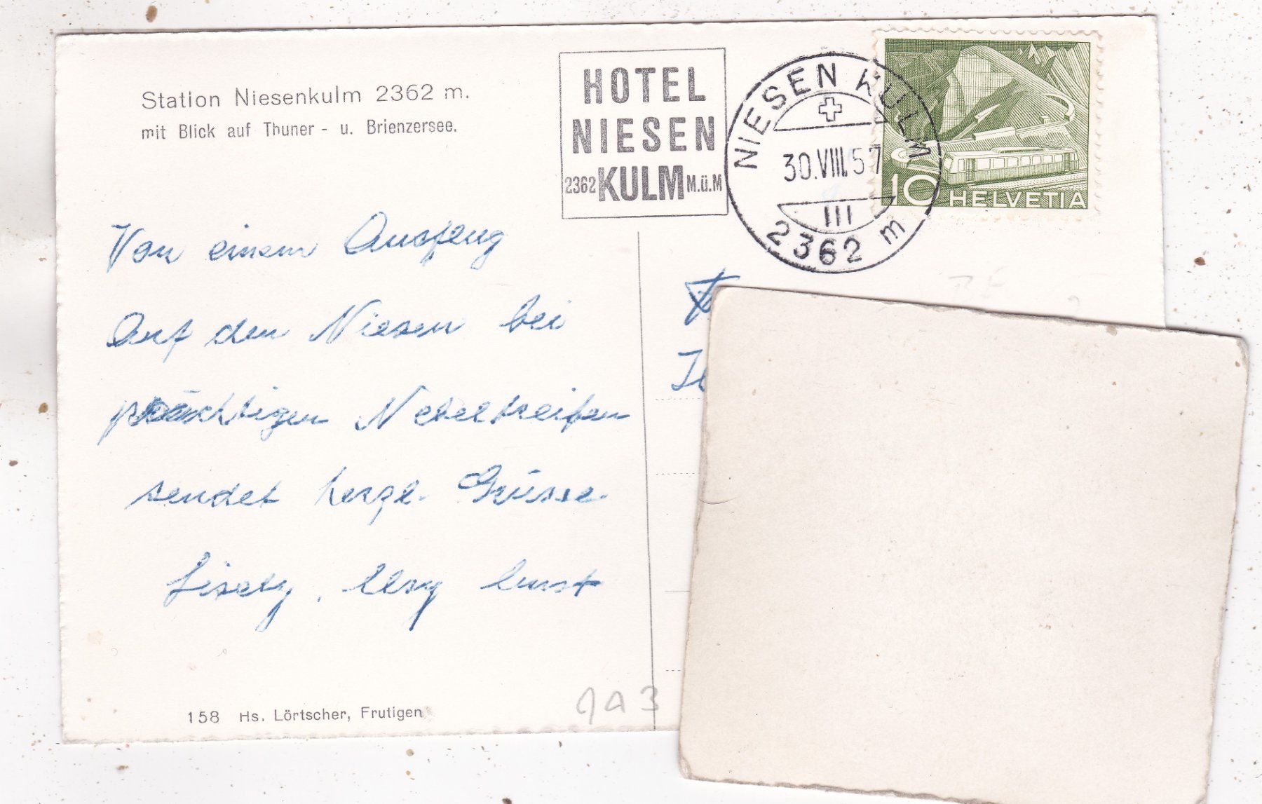 Cartoline postali: Station Niesenkulm 1957 – Usato da Herisau venduto da Lisegrat2008 1