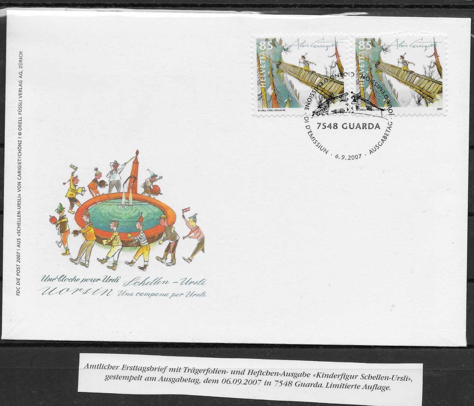 Alle Briefmarken: Combo FDC 2007 Schellen-Ursli Kat.120.- – Gebraucht aus Hefenhofen von Richsalz