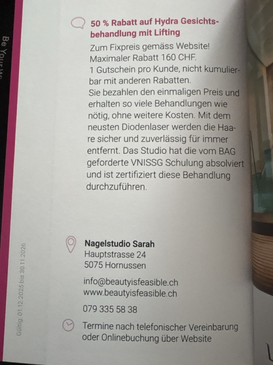 Altro per la cura del corpo: OFFRE Épilation Laser Permanente 50% - Nagelstudio Sarah – Nuovo (secondo la descrizione) da Düdingen venduto da Yellow 1