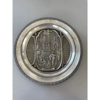 Zinnteller, der Briefbote, antik, 25 cm, aufhängbar