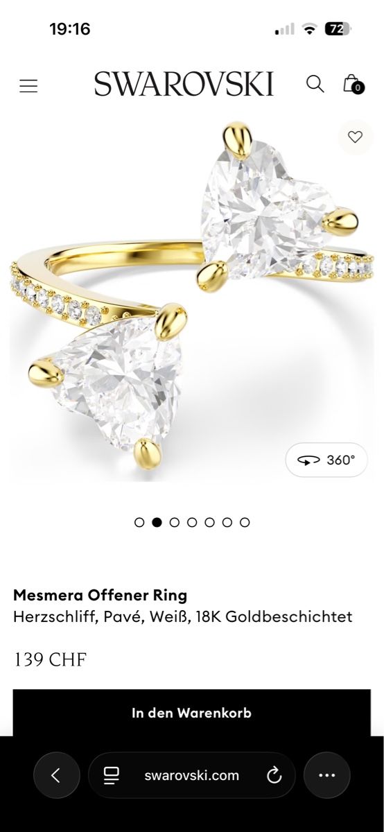 Swarovski Anelli: Mesmera Offener Ring Swarovski – Nuovo (secondo la descrizione) da Bern venduto da Dasch60 5