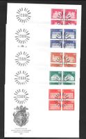 9 FDC 412- 417, 419, 420, 422 Teilserie Viererblöcke ET 1968