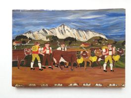 APPENZELLER ALPAUFZUG BAUERNMALEREI NAIVE MALEREI