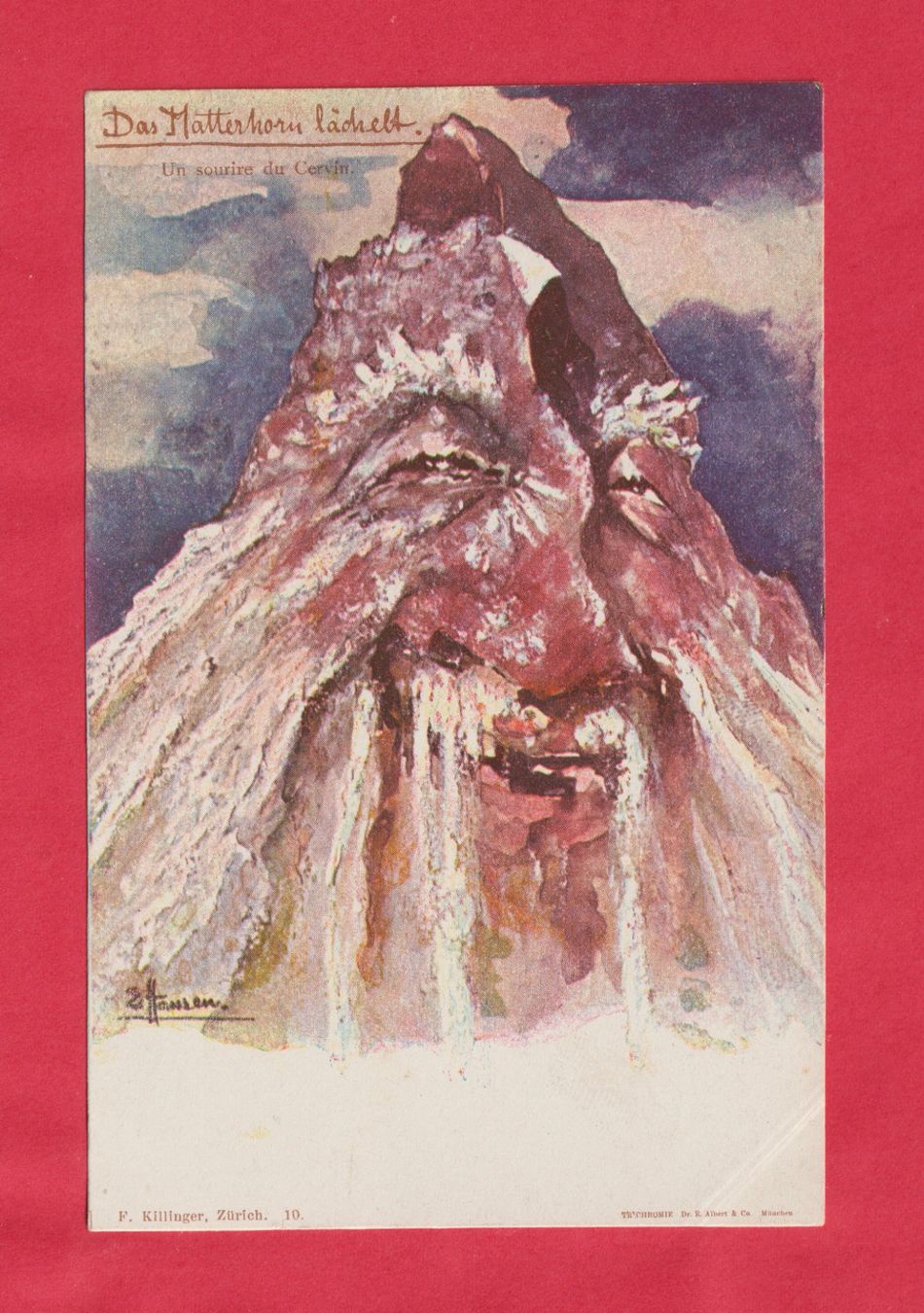 Cartes postales: Das Matterhorn lächelt,  un sourier de Cervin – D'occasion à Zürich par Gill46