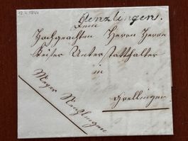 Vorphilatelie Brief NENZLINGEN nach Grellingen 1844 RARITÄT
