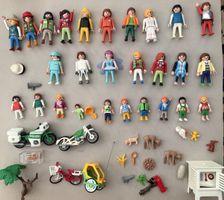 Playmobil Figuren, Motorrad, Fahrrad und Tiere