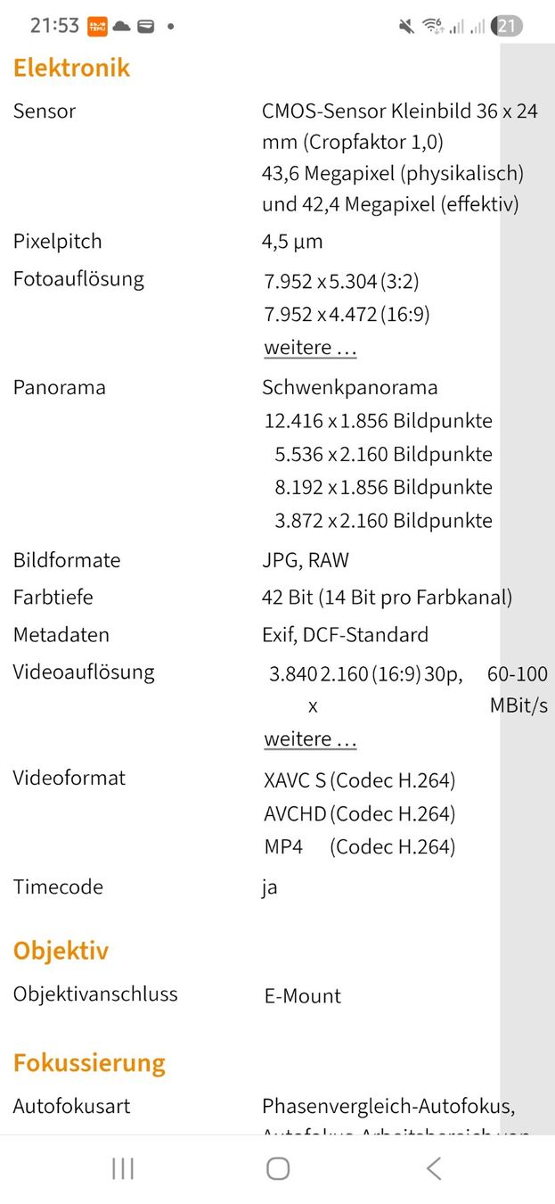 Sony Fotocamera: Sony Kamera A7RII – Usato da Sargans venduto da Kiness 4