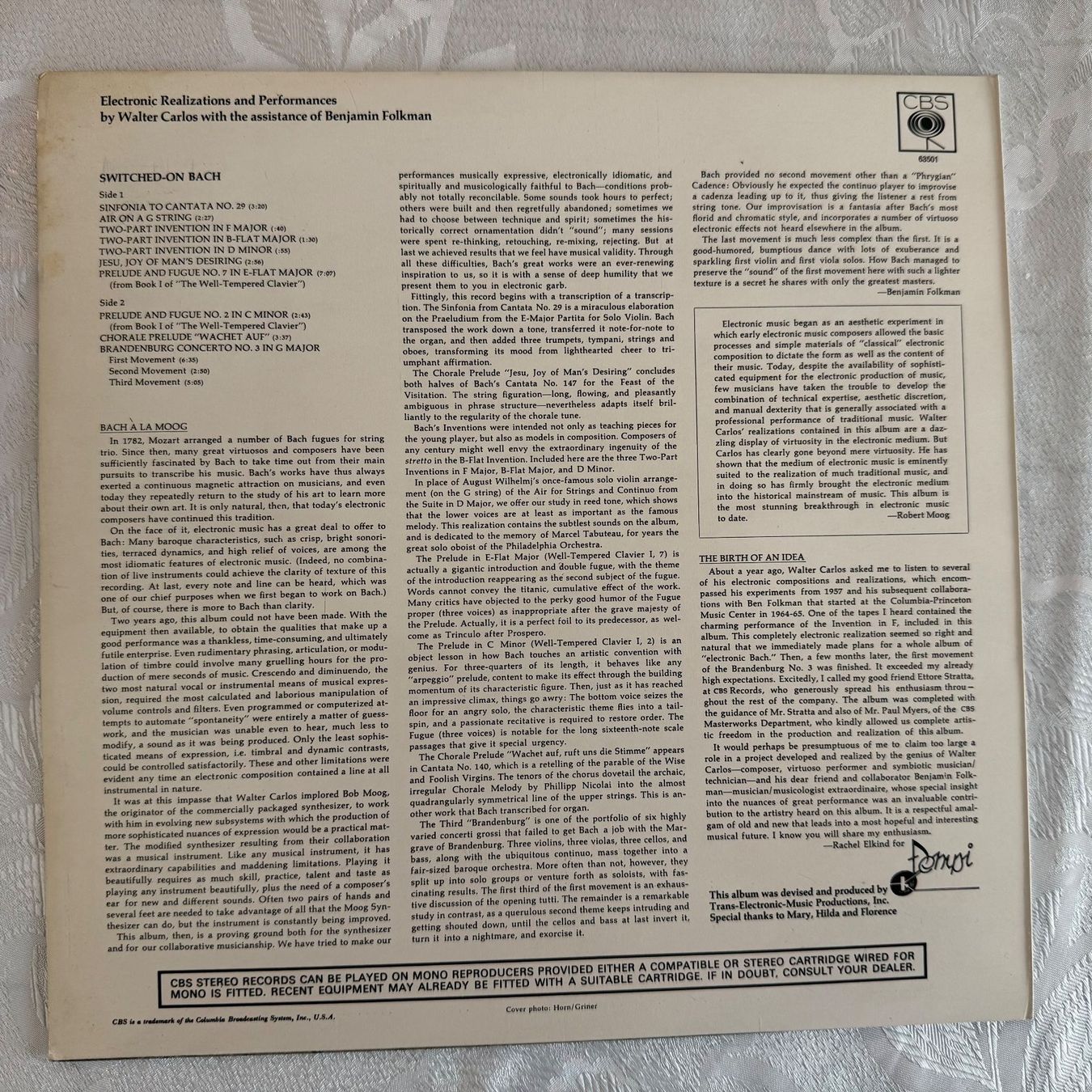 Dischi in vinile: WALTER CARLOS - SWICHED-ON BACH – Usato da Zürich venduto da fehlton 1