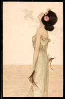 Raphael Kirchner: Junge Frau mit hellgr