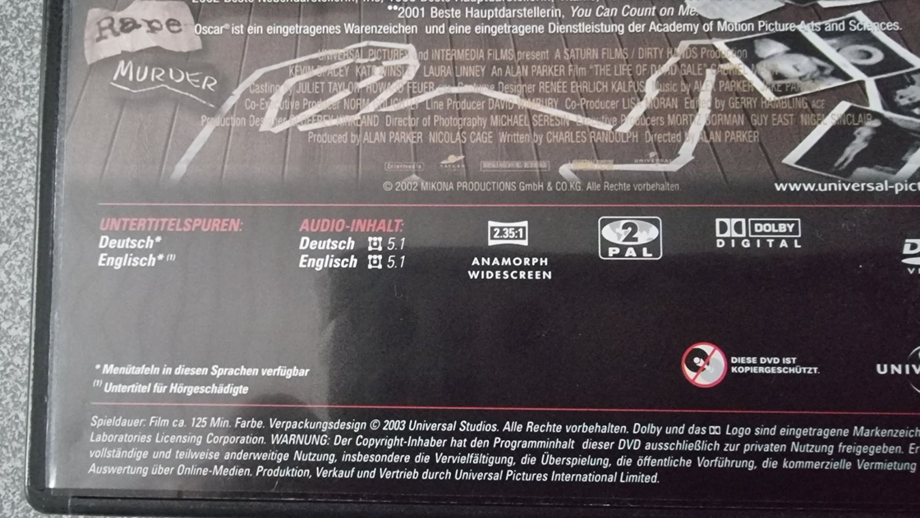 Tous les DVDs: DVD Das Leben des David Gale – D'occasion à Oetwil am See par fineli2 1