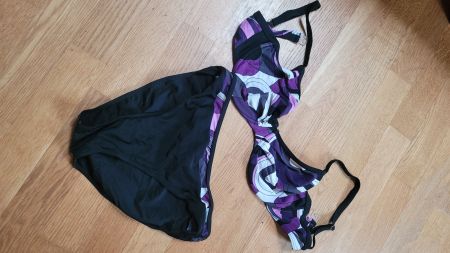 Bikini schwarz/violett von sunmarin, Grösse 40 D/E