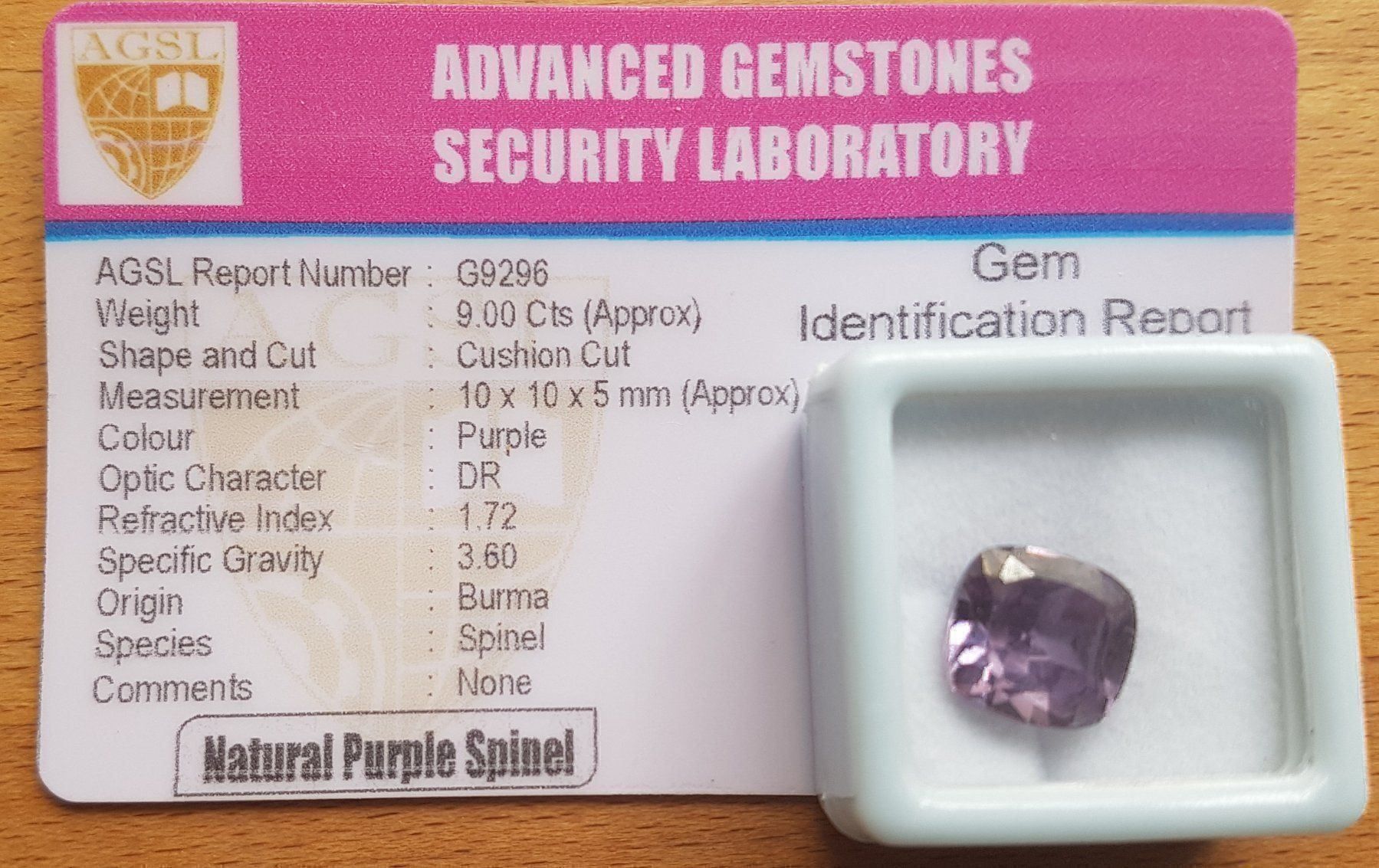 Pietre preziose: Spinell Cushion 9.0ct Violett Lab LGS – Nuovo e nell'imballaggio originale da zuerich venduto da Jewlsdesign
