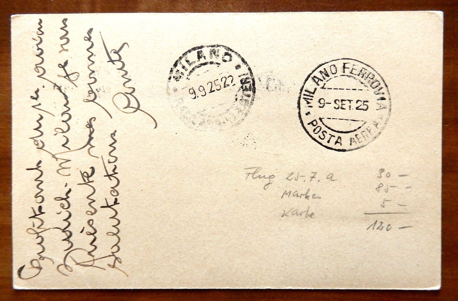 Tous les timbres: FLUG ZÜRICH - MILANO, 9.IX. 1925 – D'occasion à Luzern par Johann7 1