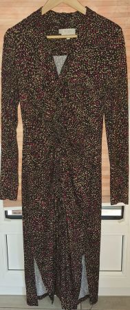 Langes, gemustertes Viskosekleid von Hobbs, Grösse 38