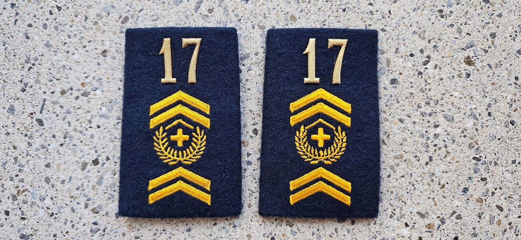 Schweizer Armee Uniformi: *** Patten Stabsadjutant nr.17 *** – Nuovo e nell'imballaggio originale da Riedholz venduto da fr_sIruP