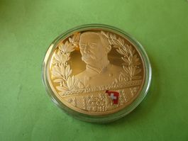 vergoldete Riesenmedaille 70 mm PP General Hans Herzog