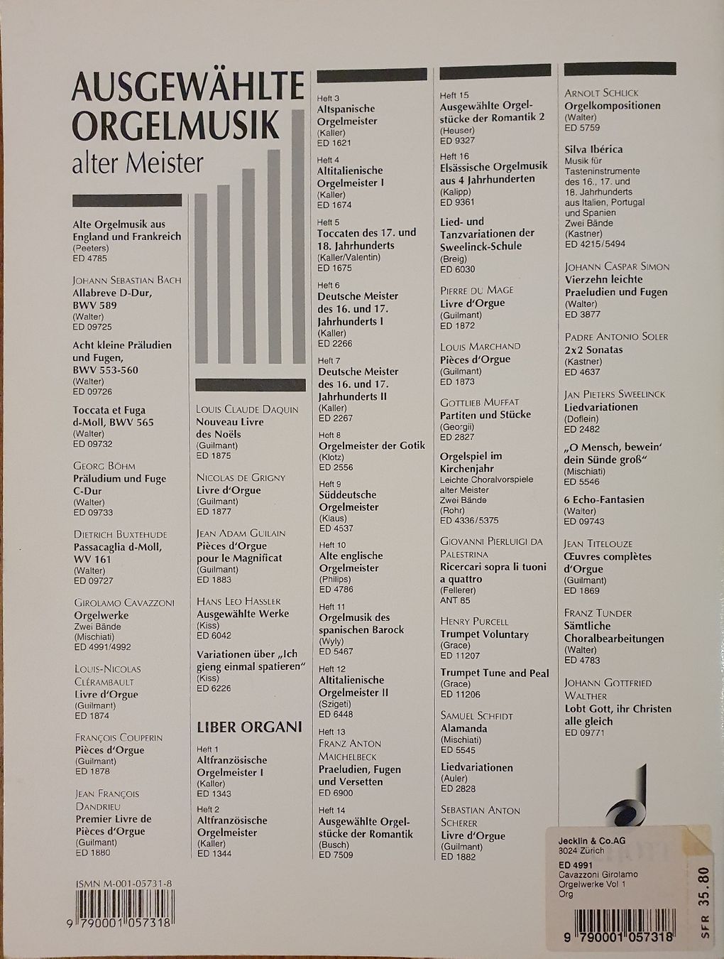 Libri: Girolamo Cavazzoni - Orgelwerke / Libro Primo, Schott – Nuovo (secondo la descrizione) da Zürich venduto da Philotimo 3