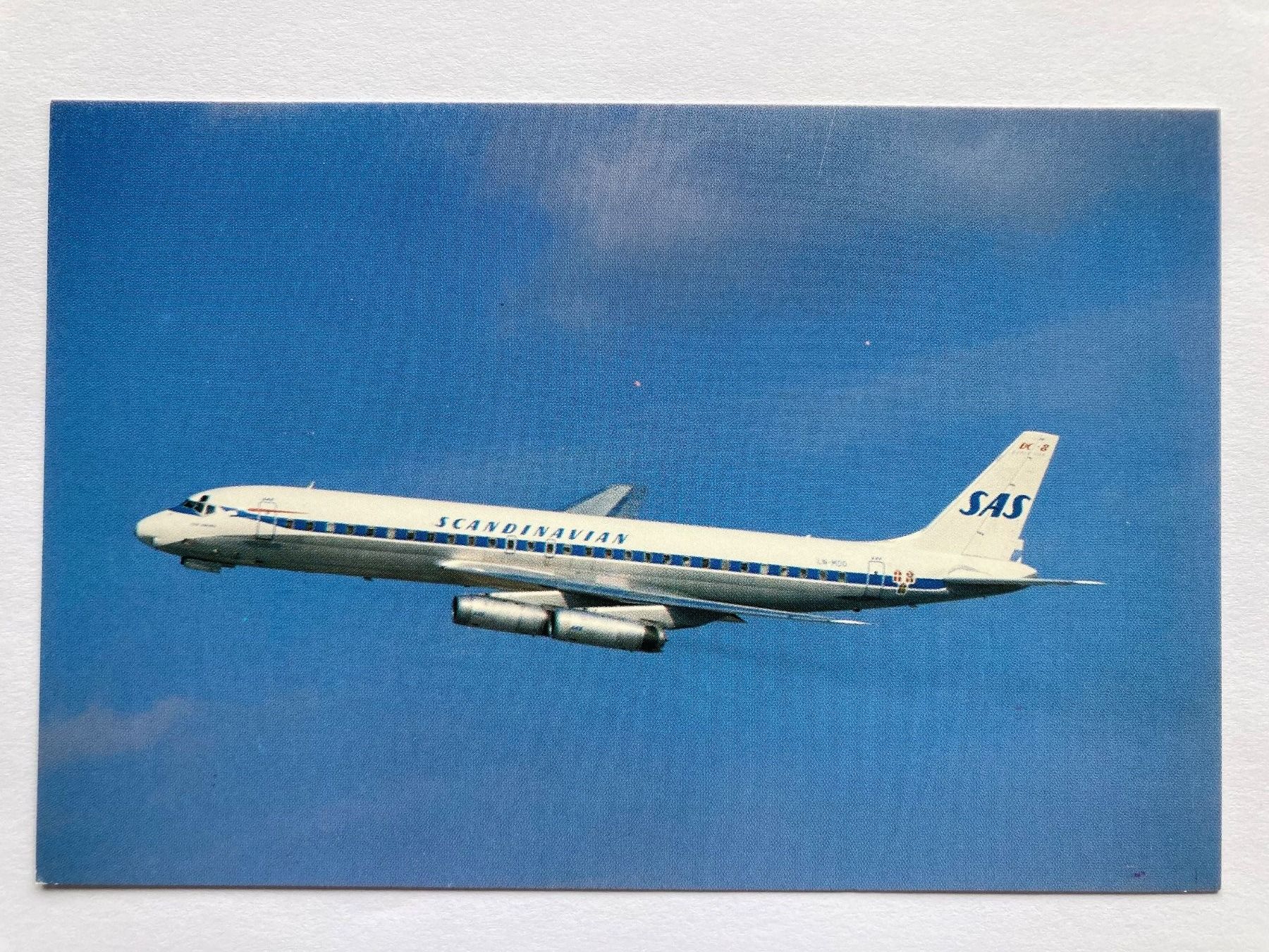 Cartoline postali: Postcard DC-8-62 SAS – Usato da Lugano venduto da sel_x7bg