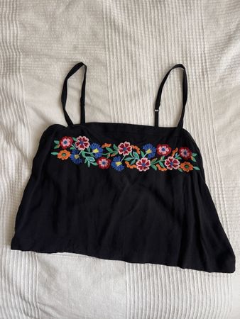 Hollister Top, Grösse S, Schwarz mit Blumenmuster