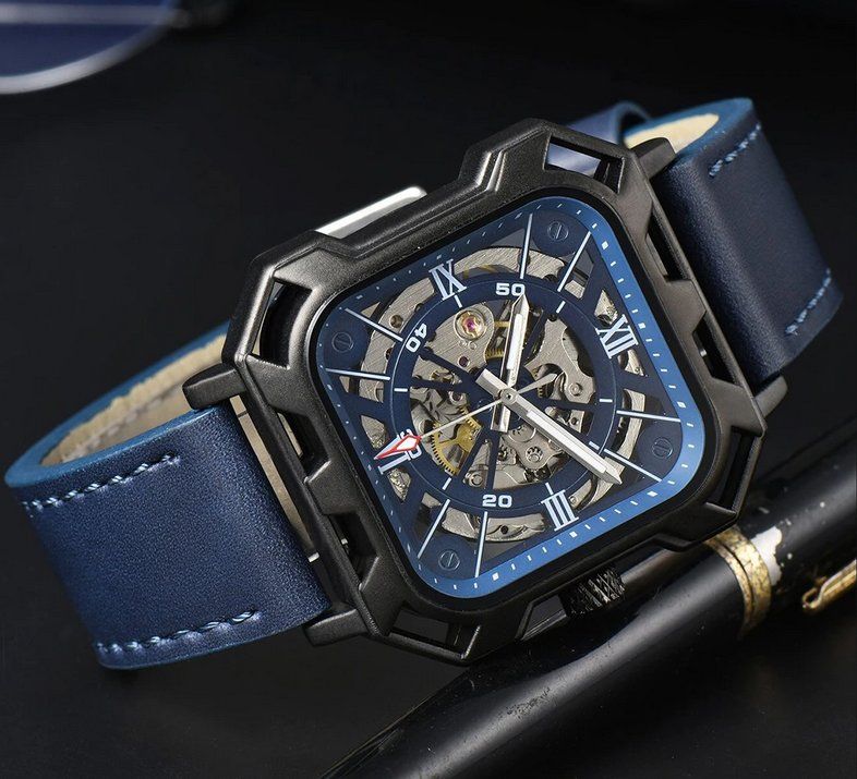 Uhren: Automatikuhr mit blauem Lederarmband Gerliata – Neu und originalverpackt aus Lausanne von WATCH-WORLD 2