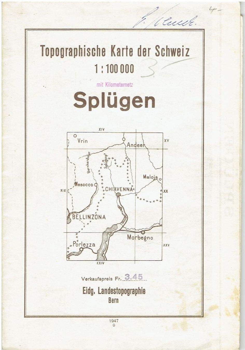 Cartine & Atlanti: Splügen 1947 – Usato da Flims - Dorf venduto da Stagediver