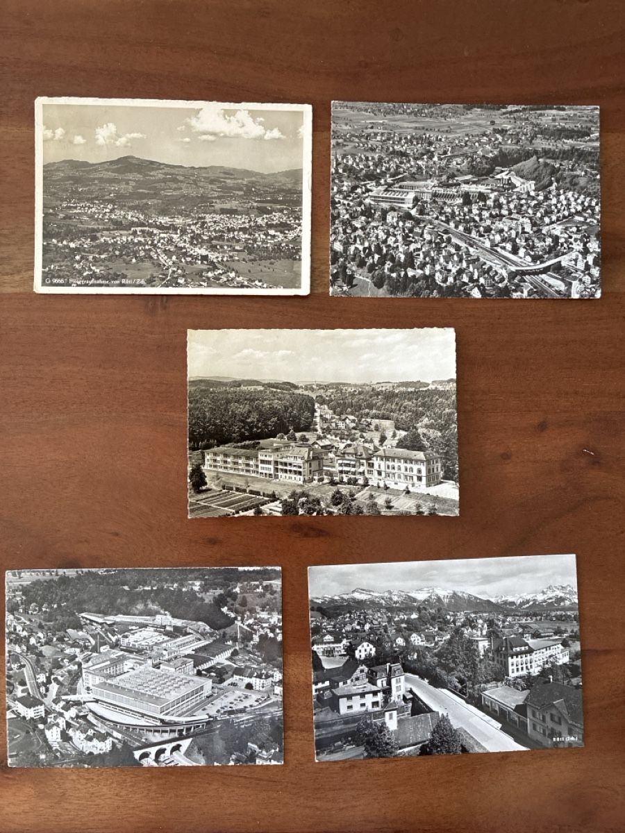 Cartoline postali: 9 Ansichtskarten Schweiz von Rüti ZH – Usato da Oftringen venduto da Cla.vD.74 2