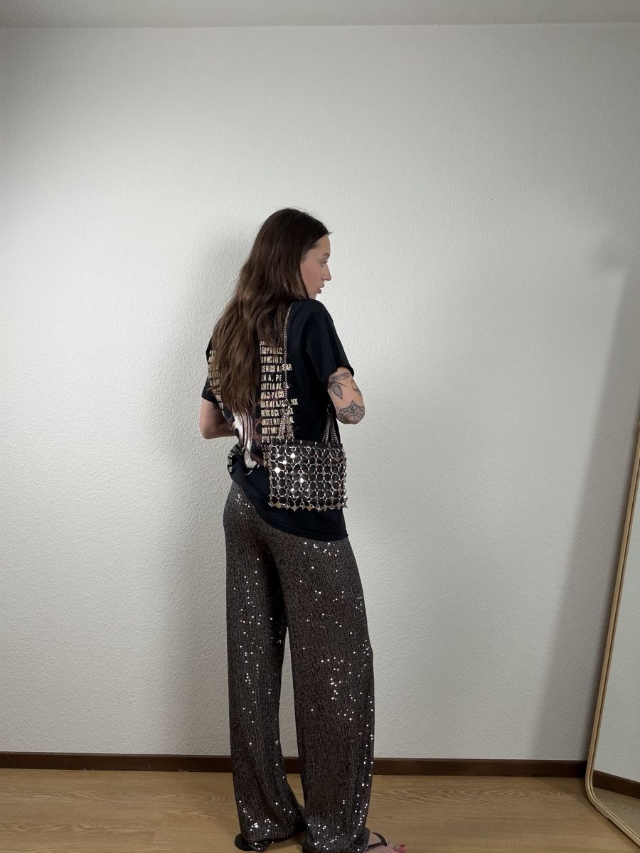 H&M Pantaloni: Sparkly Sequined Wide Leg Pants  – Usato da Knonau venduto da Grapesvintage 5