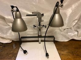 Doppel-Lampe Werkstatt rar funktionniert ca. 60er Jahre