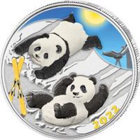 40J PANDA SKI 2022 AUFLAGE 5k Colored fast 1 UNZE OZ SILBER