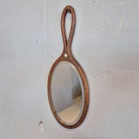 Holzspiegel Handspiegel Spiegel mit Perlmutt