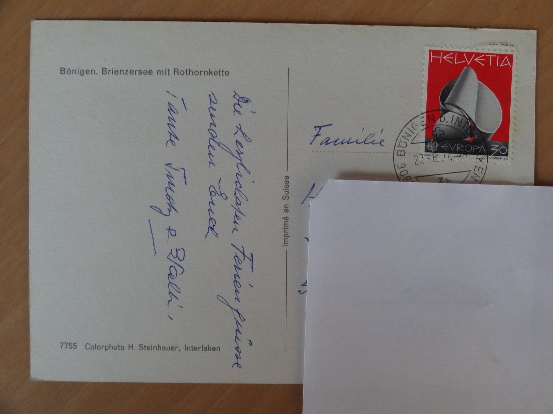 Cartoline postali: Bönigen - Brienzersee - 1974 – Usato da St Léonard venduto da Riglin 1