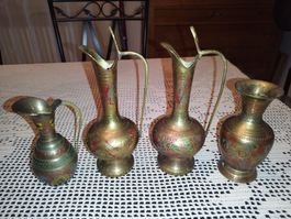 Vintage Messing Vasen/Krüge, 4 Stk., Orientalisch Stil