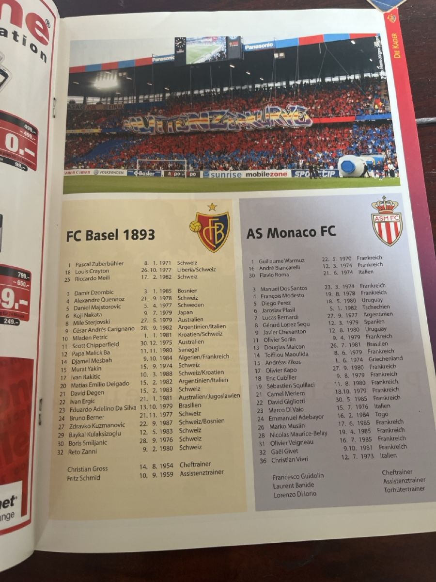 Zeitschriften & Magazine: FC Basel FCB Vintage Matchprogramm 2006 AS Monaco – Gebraucht aus Wallisellen von theadicts77 1