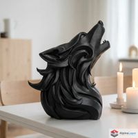 Abstract Wolf Sculpture – Modern Animal Art - 3D Printed